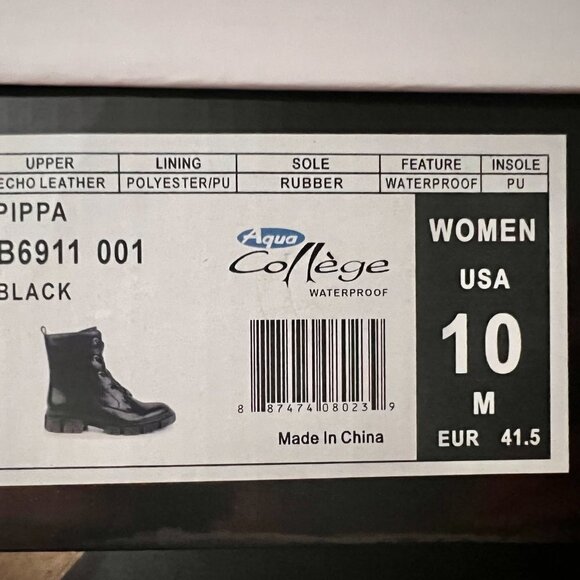 AQUACOLLEGE PIPPA NWT Waterproof Combat Boots with Side Zipper and Laces Size 10 - Picture 2 of 6